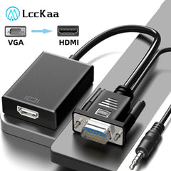 VGA to HDMI Converter Adapter 1080P VGA Male to HDMI Female Adapter Cable With 3.5mm Audio Output  for PC Laptop HDTV Projector VGA to HDMI Converter Adapter 1080P VGA Male to HDMI Female Adapter Cable With 3.5mm Audio Output  for PC Laptop HDTV Projector