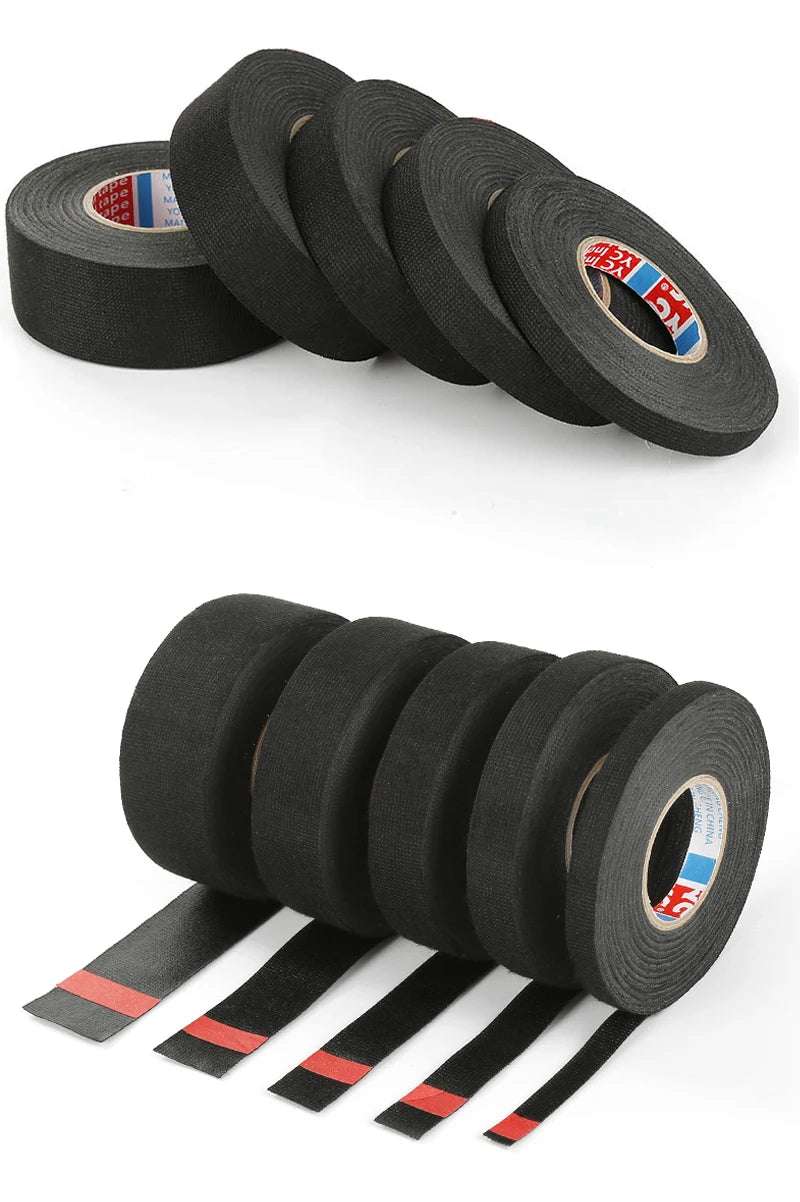 15M 9/15/19/25/32MM Heat-resistant Adhesive Cloth Fabric Tape For Automotive Cable Tape Harness Wiring Loom Electrical Heat Tape 15M 9/15/19/25/32MM Heat-resistant Adhesive Cloth Fabric Tape For Automotive Cable Tape Harness Wiring Loom Electrical Heat Tape