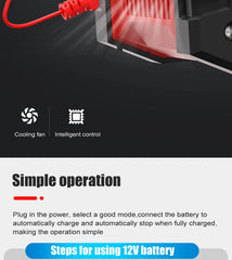 12v/24v Fully Automatic Battery Charger 7-segment Smart Car Battery Charger Pulse Repair for Agm Gel Wet Lead Acid Charging 12v/24v Fully Automatic Battery Charger 7-segment Smart Car Battery Charger Pulse Repair for Agm Gel Wet Lead Acid Charging