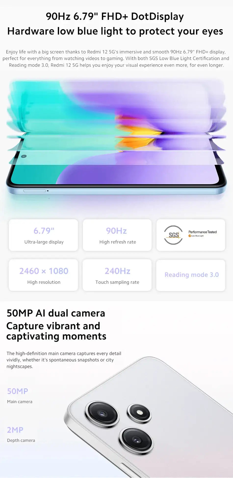Xiaomi Redmi 12 5G Global Rom Snapdragon 4 Gen2 SmartPhone 50MP Quad Camera 6.79 inch Screen LCD 5000mAh Battery China Version Xiaomi Redmi 12 5G Global Rom Snapdragon 4 Gen2 SmartPhone 50MP Quad Camera 6.79 inch Screen LCD 5000mAh Battery China Version