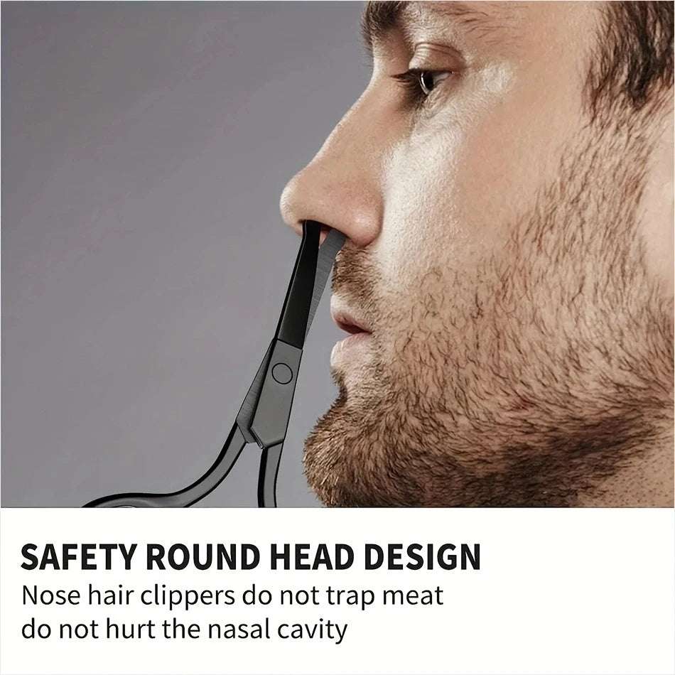 1PC Silver Mirror Light Black Round Head Safety Nose Hair Scissors Neutral Stainless Steel Scissors 1PC Silver Mirror Light Black Round Head Safety Nose Hair Scissors Neutral Stainless Steel Scissors