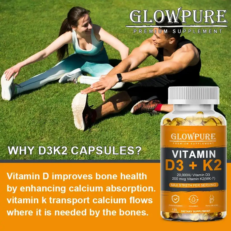 D3 K2 Vitamins Capsule for Bones, Joint, Calcium Absorption, Cardiovascular, Immune System Daily Health Supplement D3 K2 Vitamins Capsule for Bones, Joint, Calcium Absorption, Cardiovascular, Immune System Daily Health Supplement