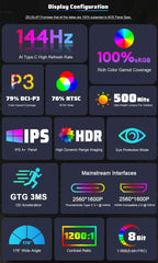 ZEUSLAP 16" 2.5K 144hz Portable Monitor 2560*1600 16:10 100%sRGB 500Cd/m²  Travel Gaming Display for Laptop Switch ps4 ps5 Xbox ZEUSLAP 16" 2.5K 144hz Portable Monitor 2560*1600 16:10 100%sRGB 500Cd/m²  Travel Gaming Display for Laptop Switch ps4 ps5 Xbox