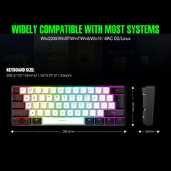 60% wired gaming keyboard, RGB backlight ultra compact mini keyboard, waterproof small compact 61 key keyboard for pc/Mac gamers 60% wired gaming keyboard, RGB backlight ultra compact mini keyboard, waterproof small compact 61 key keyboard for pc/Mac gamers