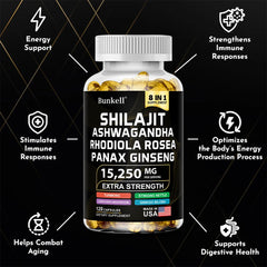 15250mg Shilajit Capsules with Ginseng Ashwagandha Turmeric, Energy Supplement Muscle Mass Endurance 15250mg Shilajit Capsules with Ginseng Ashwagandha Turmeric, Energy Supplement Muscle Mass Endurance