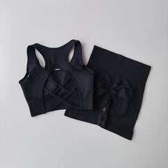 2 PCS Women's Seamless Yoga Set Sexy Sport Bra High Waist Sports Shorts Gym Fitness Sleeveless Workout Suit Sporstwear 2 PCS Women's Seamless Yoga Set Sexy Sport Bra High Waist Sports Shorts Gym Fitness Sleeveless Workout Suit Sporstwear