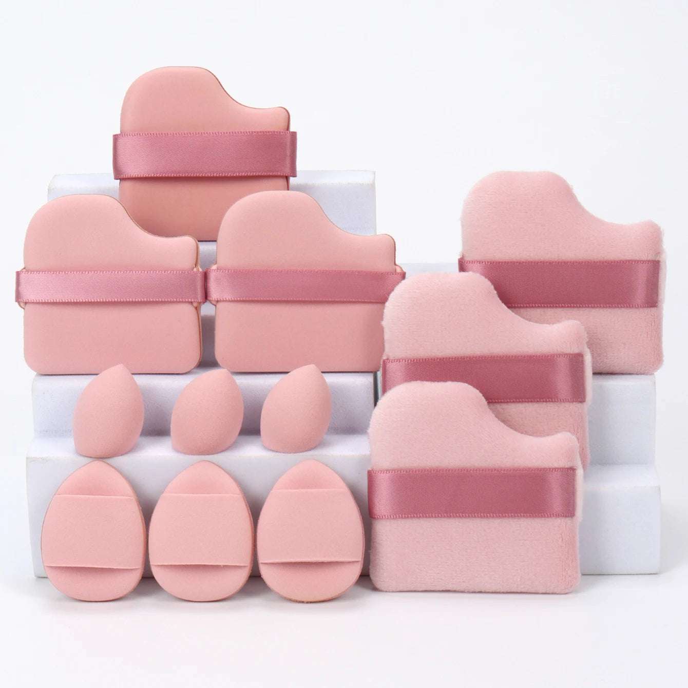 12-Piece All-Purpose Makeup Sponge Set, Made of 3 Loose Powder Puffs, 3 Mini Air Cushion Puffs, 3 Beauty Eggs and 3 Mini Beauty 12-Piece All-Purpose Makeup Sponge Set, Made of 3 Loose Powder Puffs, 3 Mini Air Cushion Puffs, 3 Beauty Eggs and 3 Mini Beauty
