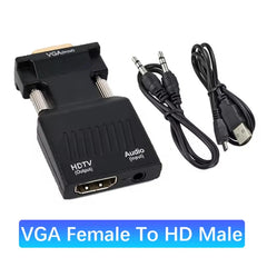 1080P HD VGA To HDMI-compatible Adapter With 3.5mm Audio Cable To HDTV Projector Video Audio Converter For PC Laptop Monitor 1080P HD VGA To HDMI-compatible Adapter With 3.5mm Audio Cable To HDTV Projector Video Audio Converter For PC Laptop Monitor