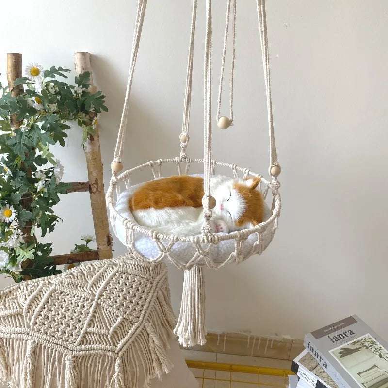 New Pet Hammock Cat Swing Hand Woven Cotton Rope Cats Hanging Basket  Kitten Hanging String Den Indoor Pend Nest Pets Supplies New Pet Hammock Cat Swing Hand Woven Cotton Rope Cats Hanging Basket  Kitten Hanging String Den Indoor Pend Nest Pets Supplies