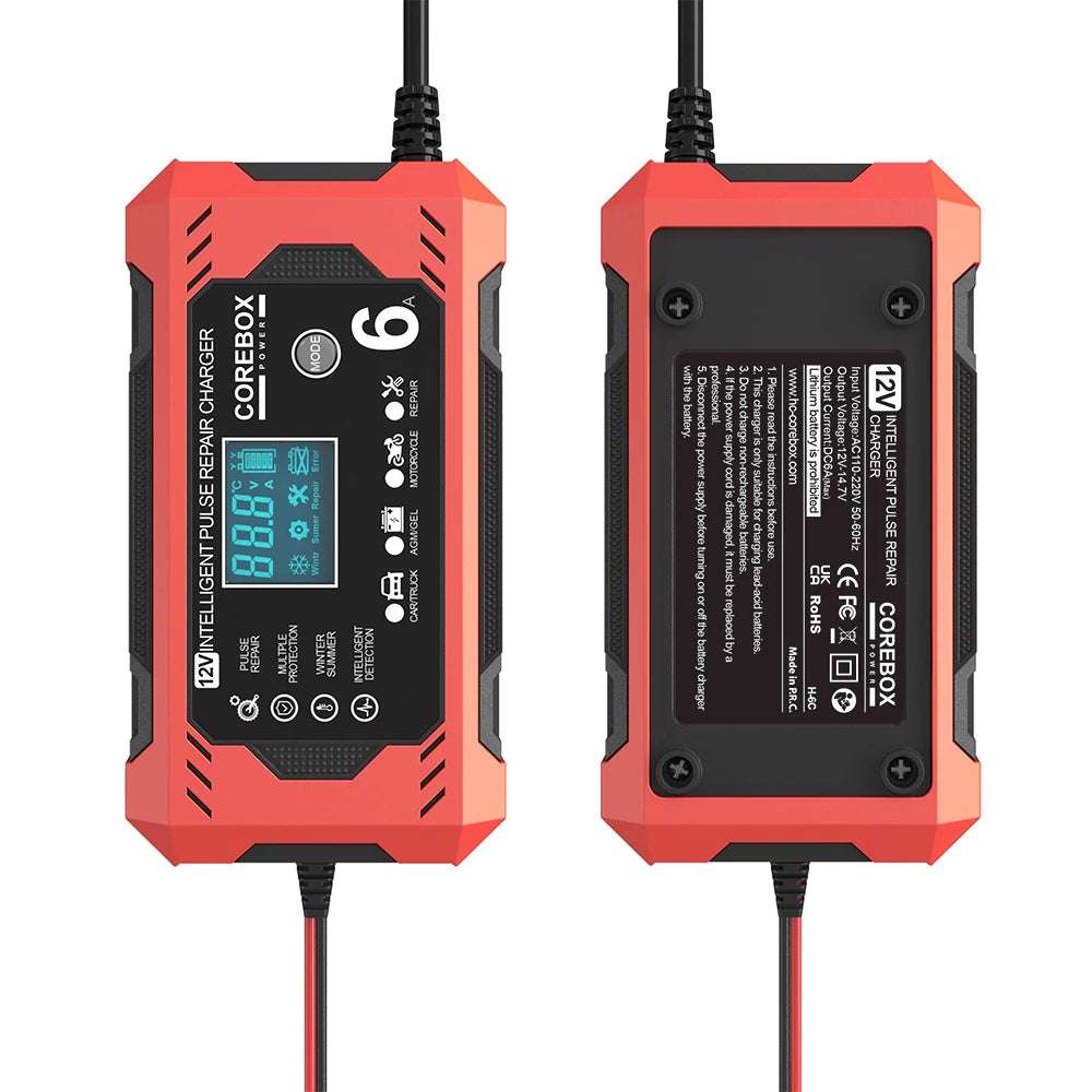 12V6A smart battery charger AGM Start stop battery European regulation full stop reverse protection lead-acid charger 12V6A smart battery charger AGM Start stop battery European regulation full stop reverse protection lead-acid charger