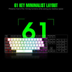 60% wired gaming keyboard, RGB backlight ultra compact mini keyboard, waterproof small compact 61 key keyboard for pc/Mac gamers 60% wired gaming keyboard, RGB backlight ultra compact mini keyboard, waterproof small compact 61 key keyboard for pc/Mac gamers