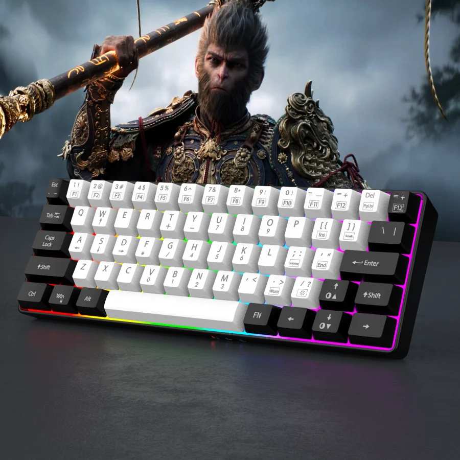 60% wired gaming keyboard, RGB backlight ultra compact mini keyboard, waterproof small compact 61 key keyboard for pc/Mac gamers 60% wired gaming keyboard, RGB backlight ultra compact mini keyboard, waterproof small compact 61 key keyboard for pc/Mac gamers