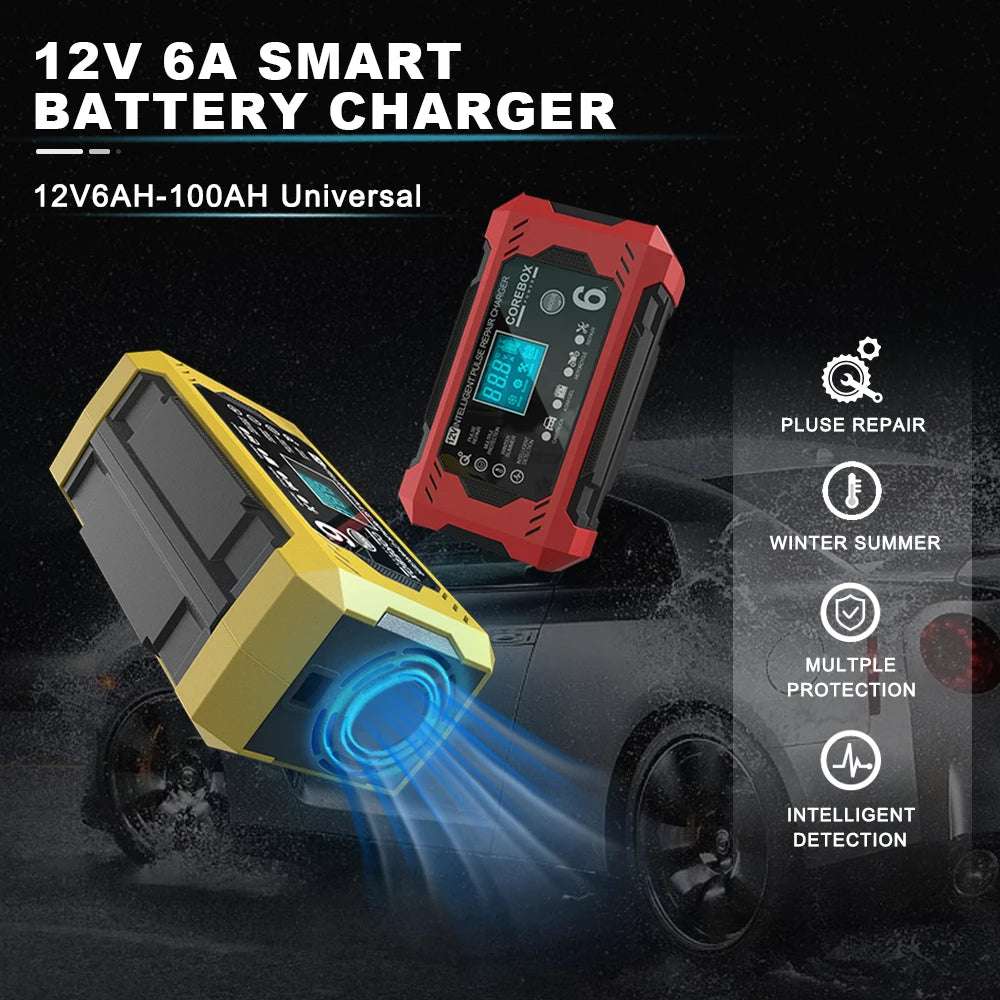 12V6A smart battery charger AGM Start stop battery European regulation full stop reverse protection lead-acid charger 12V6A smart battery charger AGM Start stop battery European regulation full stop reverse protection lead-acid charger