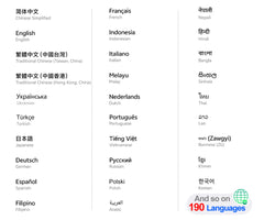 Mumzar mini smartphone Android 10 UAE language selection screen listing multiple languages with 190 languages badge Mumzar mini smartphone Android 10 UAE language selection screen listing multiple languages with 190 languages badge