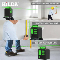 HILDA Laser Level 2 lines/5 Lines 360 Automatic Leveling Level Construction Tool Equipment Green Light Cross Laser Good Gift HILDA Laser Level 2 lines/5 Lines 360 Automatic Leveling Level Construction Tool Equipment Green Light Cross Laser Good Gift