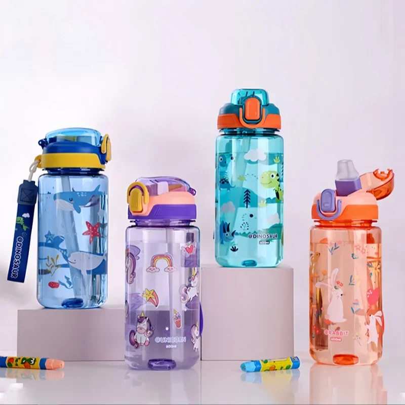 600ml Dinosaur Water Bottle For Kids Water Sippy Cup With Silicone Straw Leakproof Plastic Water Bottles Summer Kids Water Cup 600ml Dinosaur Water Bottle For Kids Water Sippy Cup With Silicone Straw Leakproof Plastic Water Bottles Summer Kids Water Cup