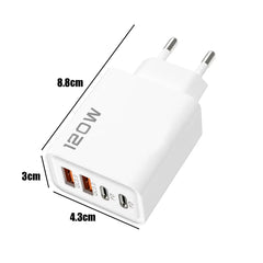 120W 4 Port USB Type C Charger Fast Charging Data Cable USB Phone Charger Adapter for Samsung IPhone Xiaomi Huawei Wall Charger 120W 4 Port USB Type C Charger Fast Charging Data Cable USB Phone Charger Adapter for Samsung IPhone Xiaomi Huawei Wall Charger