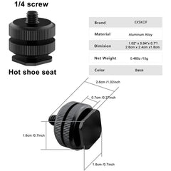 1/4 Hot Shoe Mount Holder Dual Nut Cold Shoe Adapter Bracket For Double-Layer Camera Hot Shoe Adapter Action Camera Accessories 1/4 Hot Shoe Mount Holder Dual Nut Cold Shoe Adapter Bracket For Double-Layer Camera Hot Shoe Adapter Action Camera Accessories