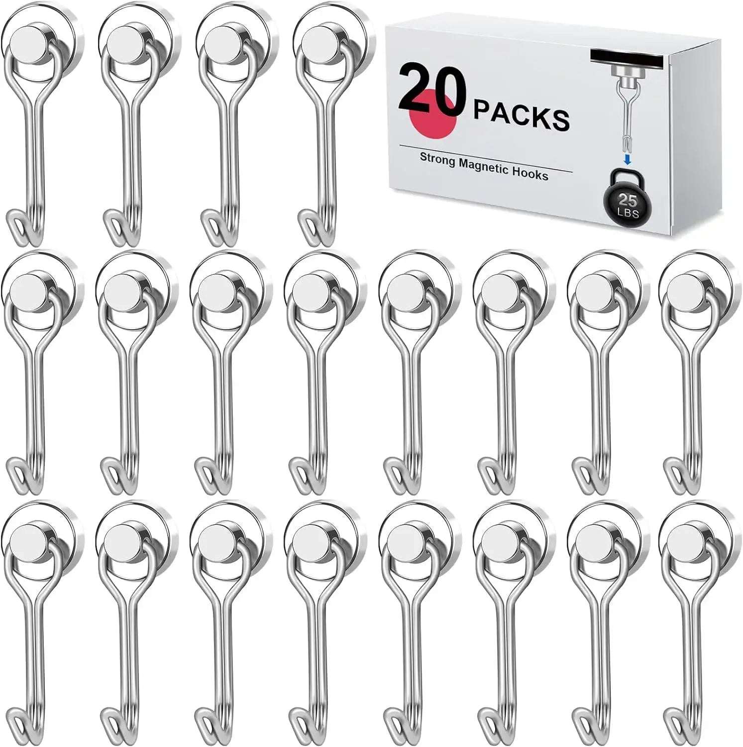 20pcs black Magnetic Hooks Cruis Heavy Duty Neodymium Rare Earth Magnetic Hangers, Extra Strong Magnets with Hook for Hanging, R 20pcs black Magnetic Hooks Cruis Heavy Duty Neodymium Rare Earth Magnetic Hangers, Extra Strong Magnets with Hook for Hanging, R