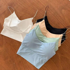 1pc Women Sexy Solid Color Camisole Ice Silk Tube Seamless Sports Tank Top Wireless Underwear Padded Bra Bralette Vest 1pc Women Sexy Solid Color Camisole Ice Silk Tube Seamless Sports Tank Top Wireless Underwear Padded Bra Bralette Vest