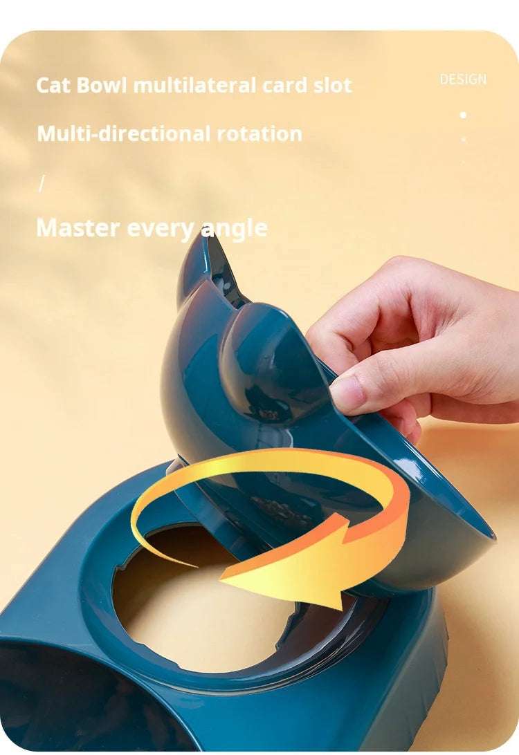 Pet Bowls With Water Feeder, 3 In 1 Ear Design Tilted Cat Water And Food Bowl Set With Gravity Water Bottle For Neck Protection Pet Bowls With Water Feeder, 3 In 1 Ear Design Tilted Cat Water And Food Bowl Set With Gravity Water Bottle For Neck Protection