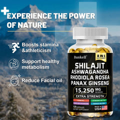 15250mg Shilajit Capsules with Ginseng Ashwagandha Turmeric, Energy Supplement Muscle Mass Endurance 15250mg Shilajit Capsules with Ginseng Ashwagandha Turmeric, Energy Supplement Muscle Mass Endurance