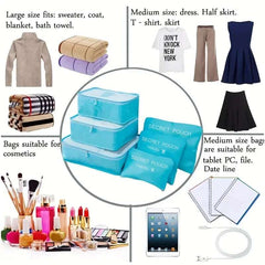 6 Pcs/Set Pink/Blue/Grey Travel Storage Bag Large Capacity Waterproof Luggage Clothing Underwear Storage Bag Bag With Zipper 6 Pcs/Set Pink/Blue/Grey Travel Storage Bag Large Capacity Waterproof Luggage Clothing Underwear Storage Bag Bag With Zipper