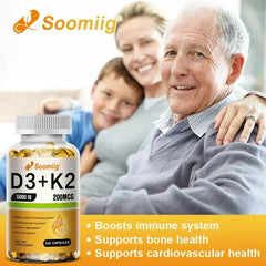 Vitamin D3 5000IU and 200 Mcg Vitamin K2 (MK-7) Capsules for Calcium Absorption, Bone Regeneration, Immune Support, Easy To Melt Vitamin D3 5000IU and 200 Mcg Vitamin K2 (MK-7) Capsules for Calcium Absorption, Bone Regeneration, Immune Support, Easy To Melt
