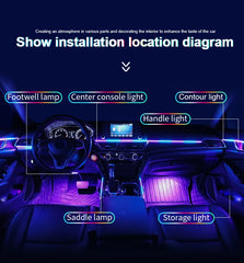 10/14/18 in 1 Led Car Ambient Lights 213 64 Color RGB Symphony Streamer Bluetooth Rainbow Acrylic Strips Atmosphere Lamp Kit 12V 10/14/18 in 1 Led Car Ambient Lights 213 64 Color RGB Symphony Streamer Bluetooth Rainbow Acrylic Strips Atmosphere Lamp Kit 12V