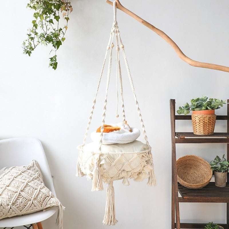 New Pet Hammock Cat Swing Hand Woven Cotton Rope Cats Hanging Basket  Kitten Hanging String Den Indoor Pend Nest Pets Supplies New Pet Hammock Cat Swing Hand Woven Cotton Rope Cats Hanging Basket  Kitten Hanging String Den Indoor Pend Nest Pets Supplies