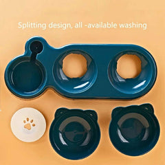 Pet Bowls With Water Feeder, 3 In 1 Ear Design Tilted Cat Water And Food Bowl Set With Gravity Water Bottle For Neck Protection Pet Bowls With Water Feeder, 3 In 1 Ear Design Tilted Cat Water And Food Bowl Set With Gravity Water Bottle For Neck Protection