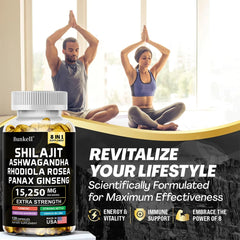 15250mg Shilajit Capsules with Ginseng Ashwagandha Turmeric, Energy Supplement Muscle Mass Endurance 15250mg Shilajit Capsules with Ginseng Ashwagandha Turmeric, Energy Supplement Muscle Mass Endurance