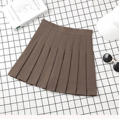 Brown Skirt Ladies 2022 Summer Clothes Women's High Waist Harajuku Korean Style Black Mini Pleated Skirt For School Girl Uniform Brown Skirt Ladies 2022 Summer Clothes Women's High Waist Harajuku Korean Style Black Mini Pleated Skirt For School Girl Uniform