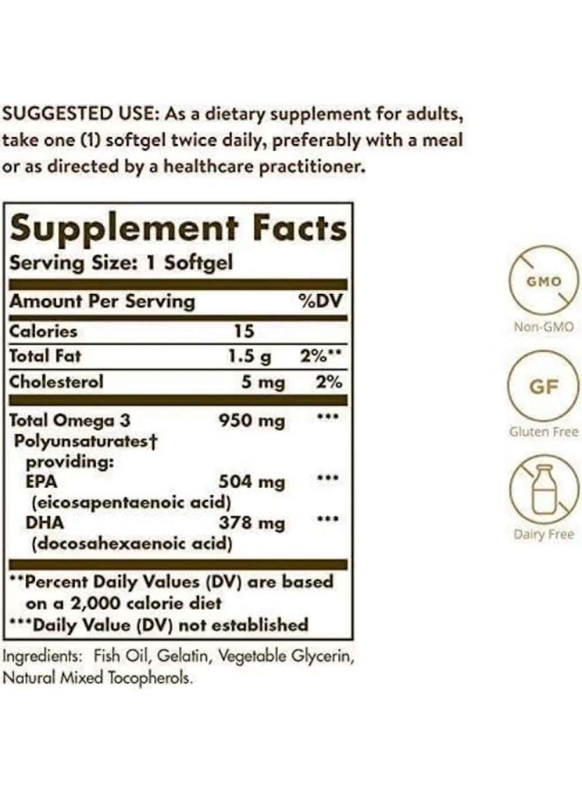 Triple Strength Omega 3 Dietary Supplement 950mg | 100 Softgels Triple Strength Omega 3 Dietary Supplement 950mg | 100 Softgels