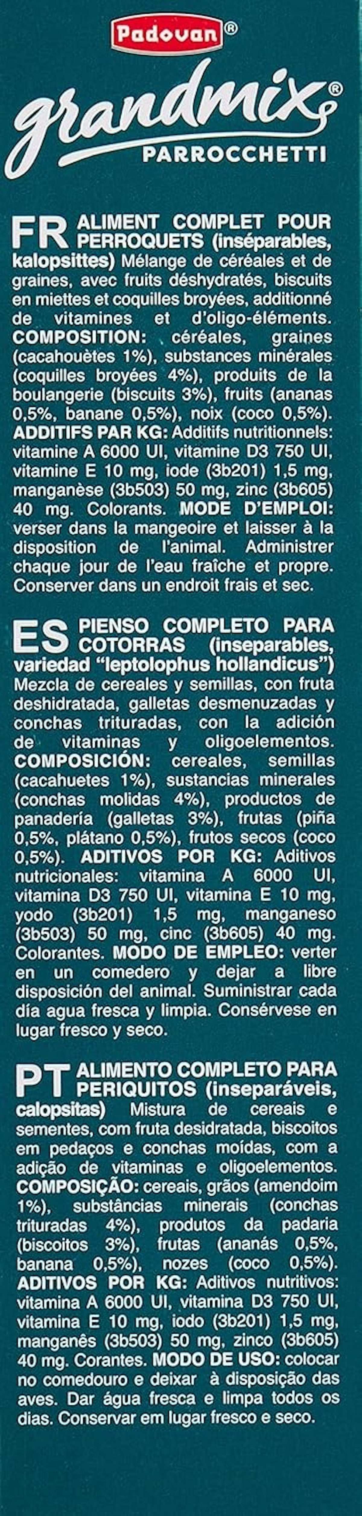 Padovan Grandmix Parrocchetti Bird Food, 400 Gm Padovan Grandmix Parrocchetti Bird Food, 400 Gm