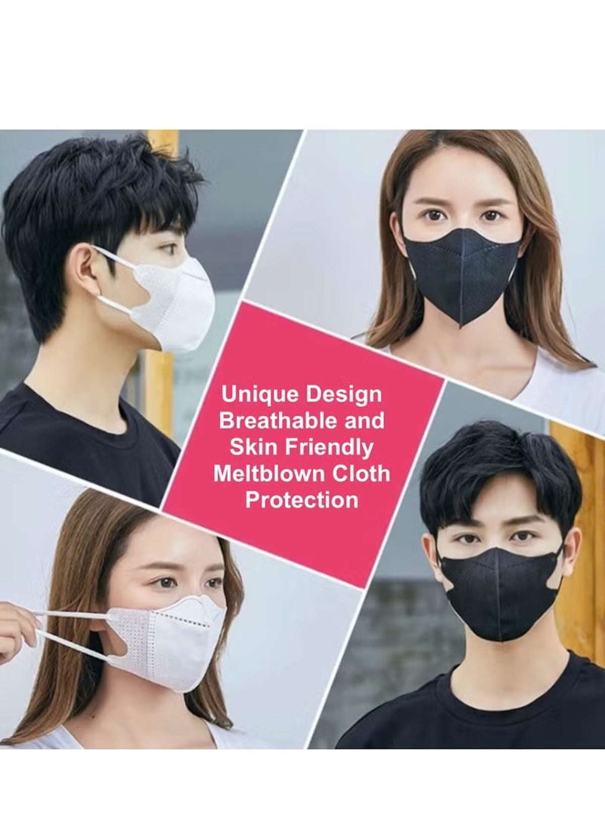 20 Pcs 3D Disposable Face Mask Unisex Adult's 3-Ply Melt Blown Filter Face Mask With Elastic Ear Loop - Black 20 Pcs 3D Disposable Face Mask Unisex Adult's 3-Ply Melt Blown Filter Face Mask With Elastic Ear Loop - Black