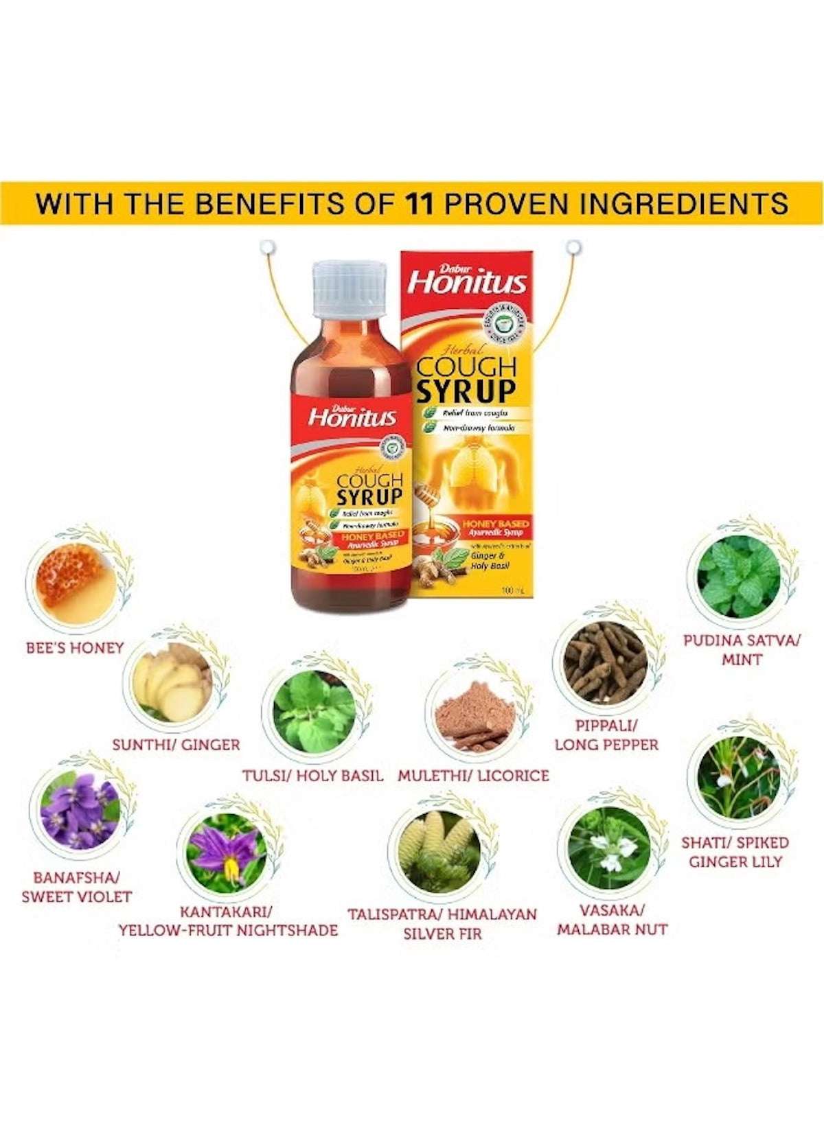 Dabur Honitus Cough Syrup – Relief from Cough & Throat Irritation | Non-Drowsy Herbal Formula with Ginger & Holy Basil – 100ml Dabur Honitus Cough Syrup – Relief from Cough & Throat Irritation | Non-Drowsy Herbal Formula with Ginger & Holy Basil – 100ml