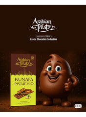 Kunafa & Pistachio Premium Chocolate Bar with Protein – Gourmet Fusion of Dessert & Crunchy Nuts – 100g | Made in UAE | Arabian Treatz Kunafa & Pistachio Premium Chocolate Bar with Protein – Gourmet Fusion of Dessert & Crunchy Nuts – 100g | Made in UAE | Arabian Treatz