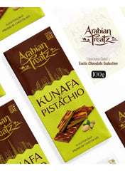 Kunafa & Pistachio Premium Chocolate Bar with Protein – Gourmet Fusion of Dessert & Crunchy Nuts – 100g | Made in UAE | Arabian Treatz Kunafa & Pistachio Premium Chocolate Bar with Protein – Gourmet Fusion of Dessert & Crunchy Nuts – 100g | Made in UAE | Arabian Treatz