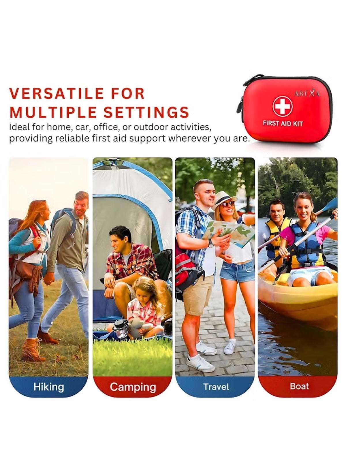 200-Piece First Aid Kit for Car, Home, Travel & Outdoor Use | Compact Waterproof Hard Case | Emergency Medical Kit for Camping, Office, Boat & Sports – Arexa 200-Piece First Aid Kit for Car, Home, Travel & Outdoor Use | Compact Waterproof Hard Case | Emergency Medical Kit for Camping, Office, Boat & Sports – Arexa