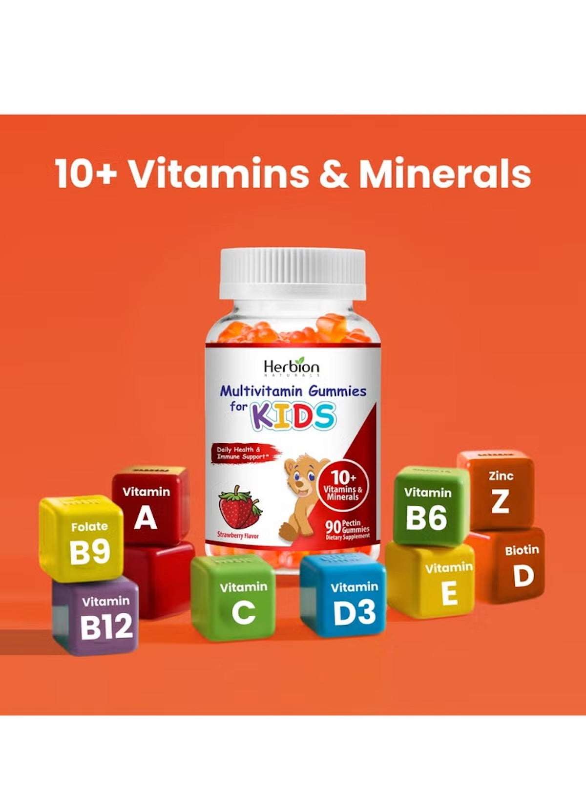 Multivitamin Gummies for Kids 90 Gummies | Immune Support with Vitamin C, D3, B12, A, E & Zinc | Strawberry Flavor | Gluten-Free, Vegan, Chewable Gummy Vitamins Multivitamin Gummies for Kids 90 Gummies | Immune Support with Vitamin C, D3, B12, A, E & Zinc | Strawberry Flavor | Gluten-Free, Vegan, Chewable Gummy Vitamins