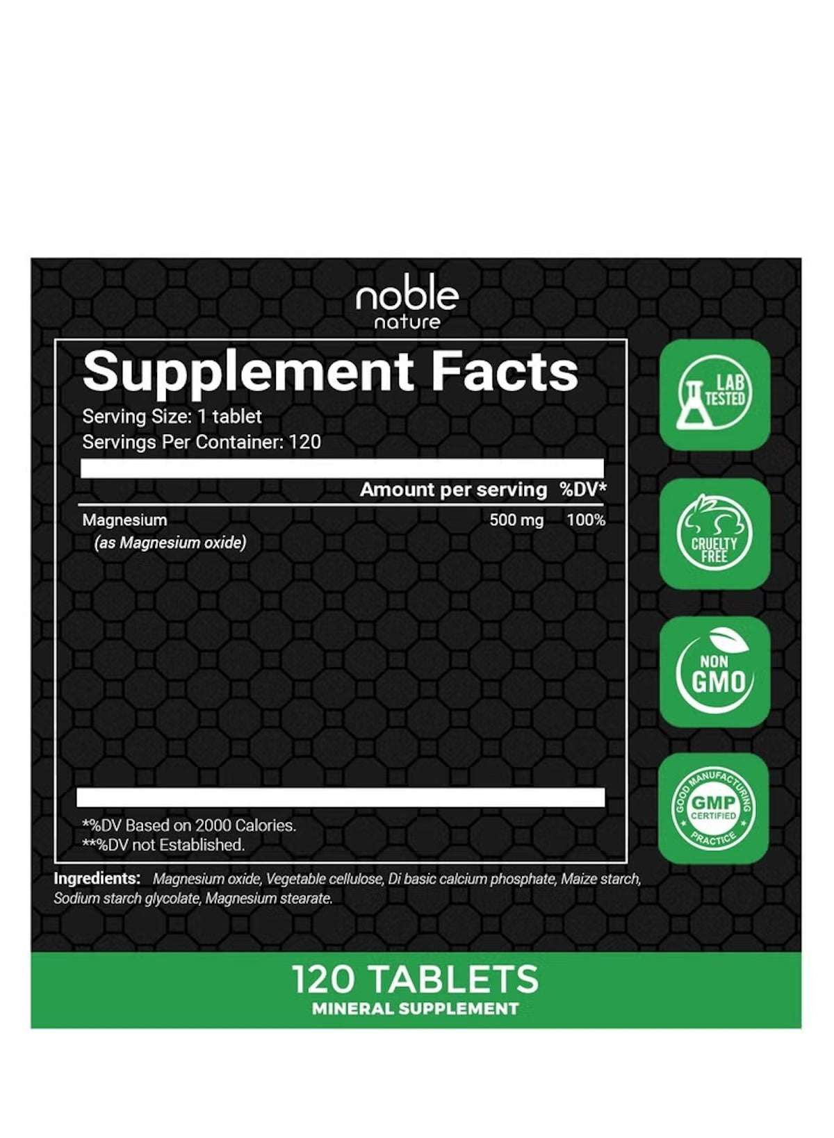 Magnesium 500 mg per Serving – Supports Bone and Muscle Health – 120 Tablets Magnesium 500 mg per Serving – Supports Bone and Muscle Health – 120 Tablets