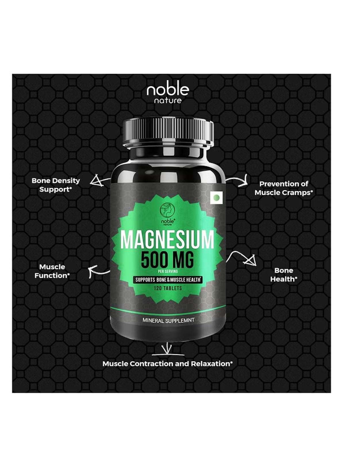 Magnesium 500 mg per Serving – Supports Bone and Muscle Health – 120 Tablets Magnesium 500 mg per Serving – Supports Bone and Muscle Health – 120 Tablets