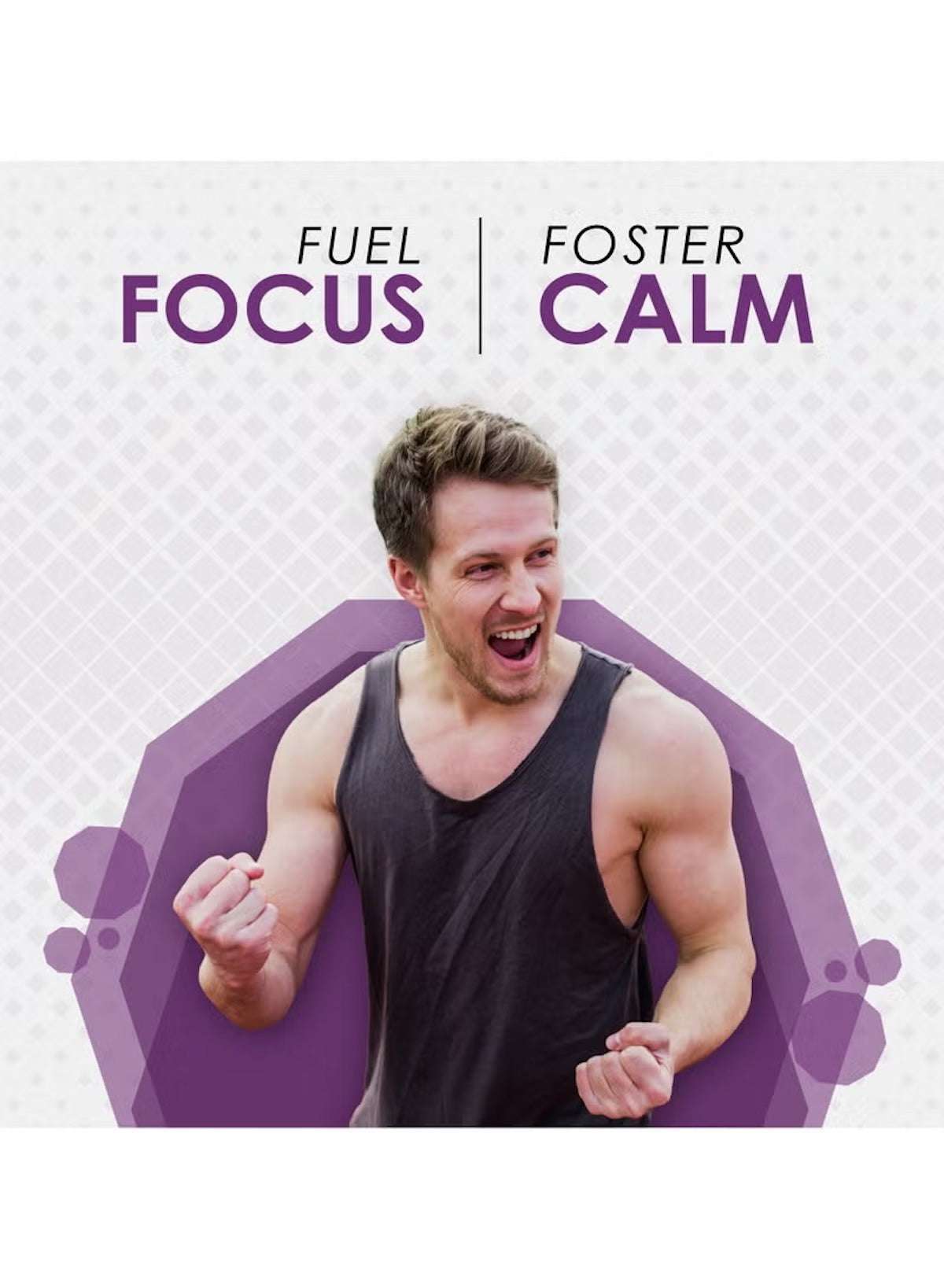 Happy man celebrating with Magnesium Glycinate 350mg capsules for focus and calm Happy man celebrating with Magnesium Glycinate 350mg capsules for focus and calm