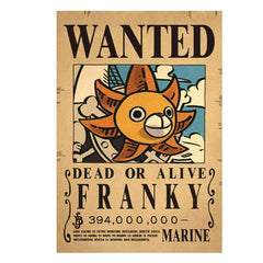 Anime bounty poster wall art featuring Franky character wanted dead or alive for living room wall decoration Anime bounty poster wall art featuring Franky character wanted dead or alive for living room wall decoration