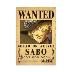 Anime bounty poster wall art featuring Sabo wanted dead or alive with 602 million bounty Anime bounty poster wall art featuring Sabo wanted dead or alive with 602 million bounty