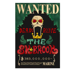 anime bounty poster wall art featuring The Skibrook wanted dead or alive with skull and crown design anime bounty poster wall art featuring The Skibrook wanted dead or alive with skull and crown design