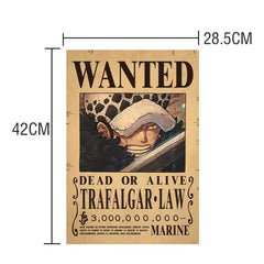Anime bounty poster wall art featuring Trafalgar Law wanted poster for living room decoration Anime bounty poster wall art featuring Trafalgar Law wanted poster for living room decoration