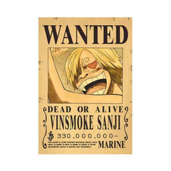 Anime bounty poster wall art featuring Vinsmoke Sanji wanted poster style living room wall decoration Anime bounty poster wall art featuring Vinsmoke Sanji wanted poster style living room wall decoration