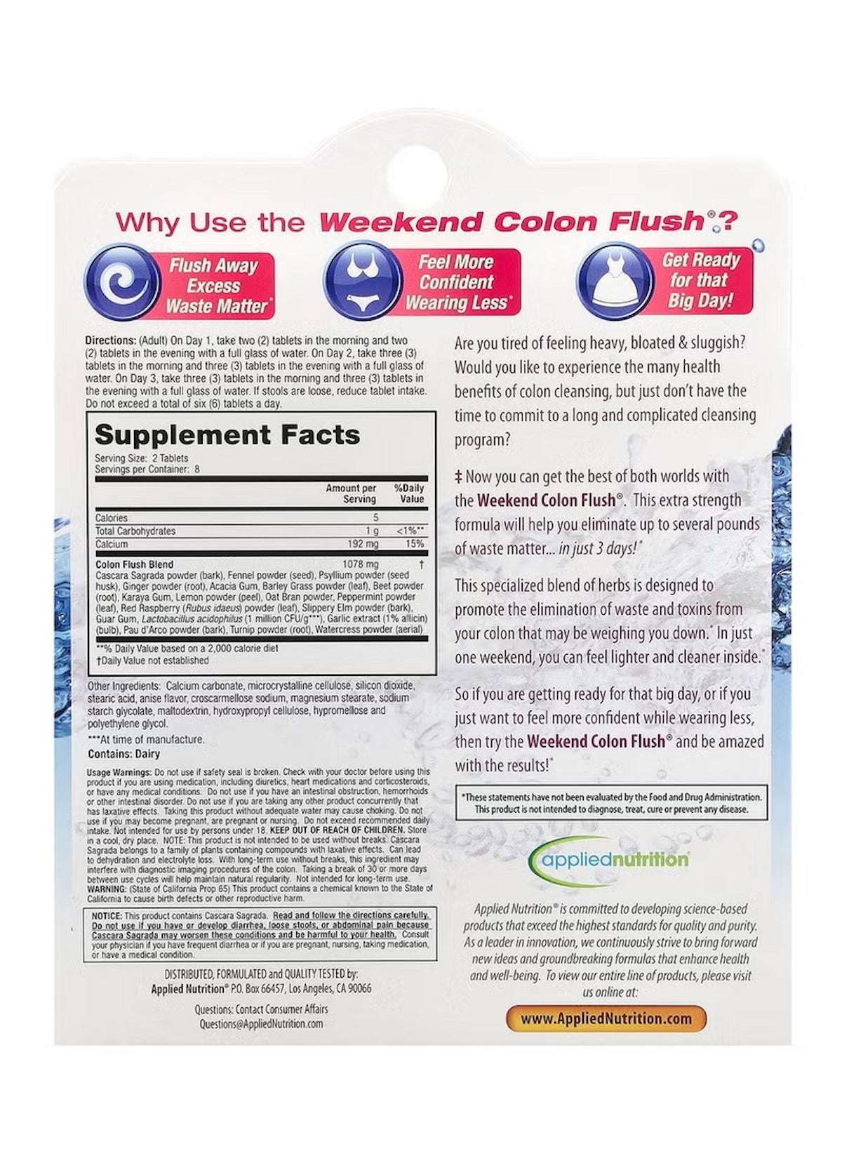 Applied Nutrition Weekend Colon Flush Tablets for detoxifying and digestive health support Applied Nutrition Weekend Colon Flush Tablets for detoxifying and digestive health support